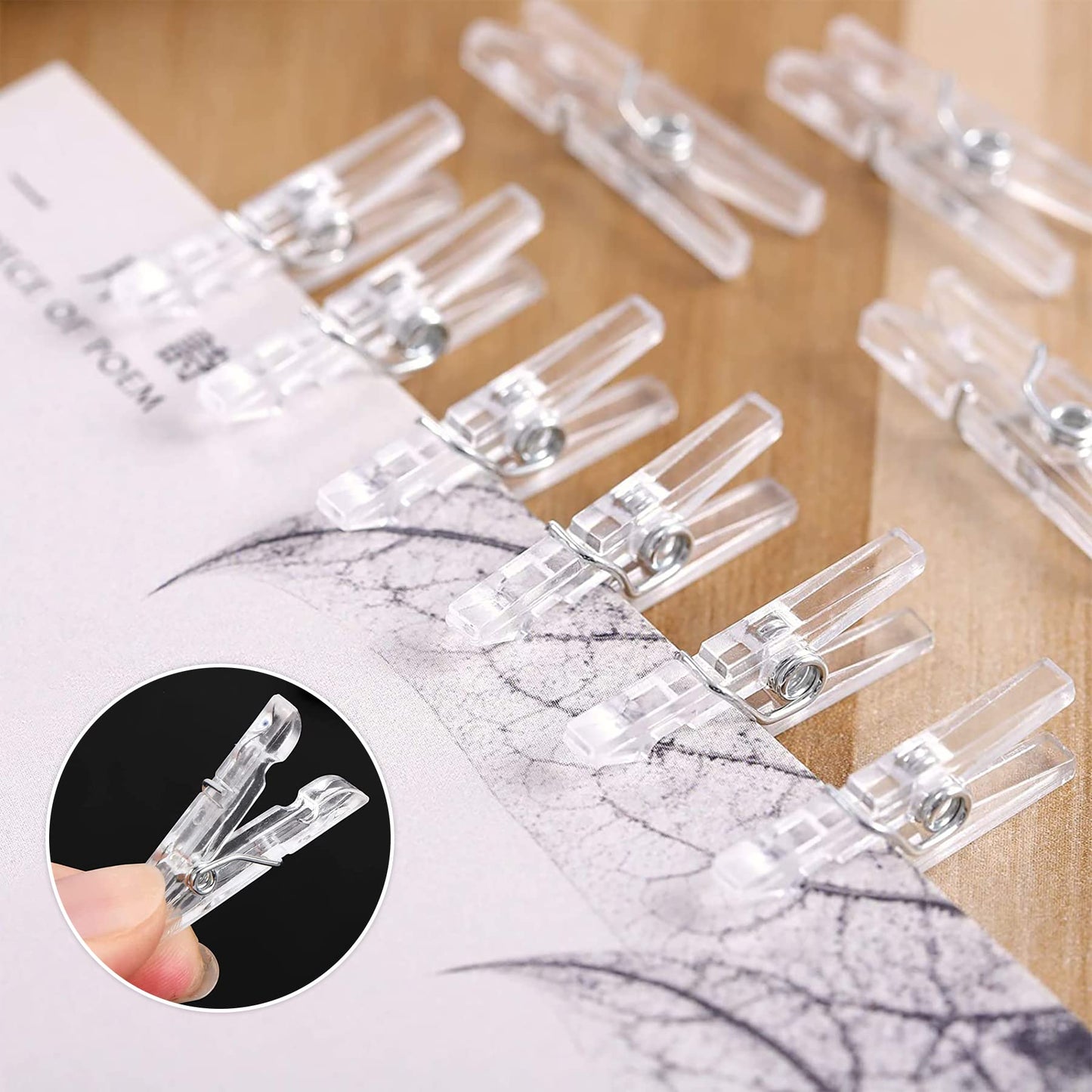 100 Pcs Mini Clear Pegs Tiny Little Photo Clips 35mm Transparent Plastic Spring Pegs for Hanging Photos Card Paper Arts Crafts Picture Weddings Parties Decoration