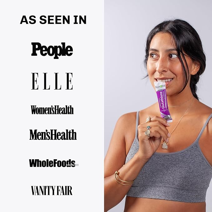 Aurora Nutrascience Mega-Liposomal Liquid Glutathione, Immune & Antioxidant Gut Health Support Supplement, 750 mg per Serving, Non-GMO, Sugar-Free, 32 Single Serve Packets