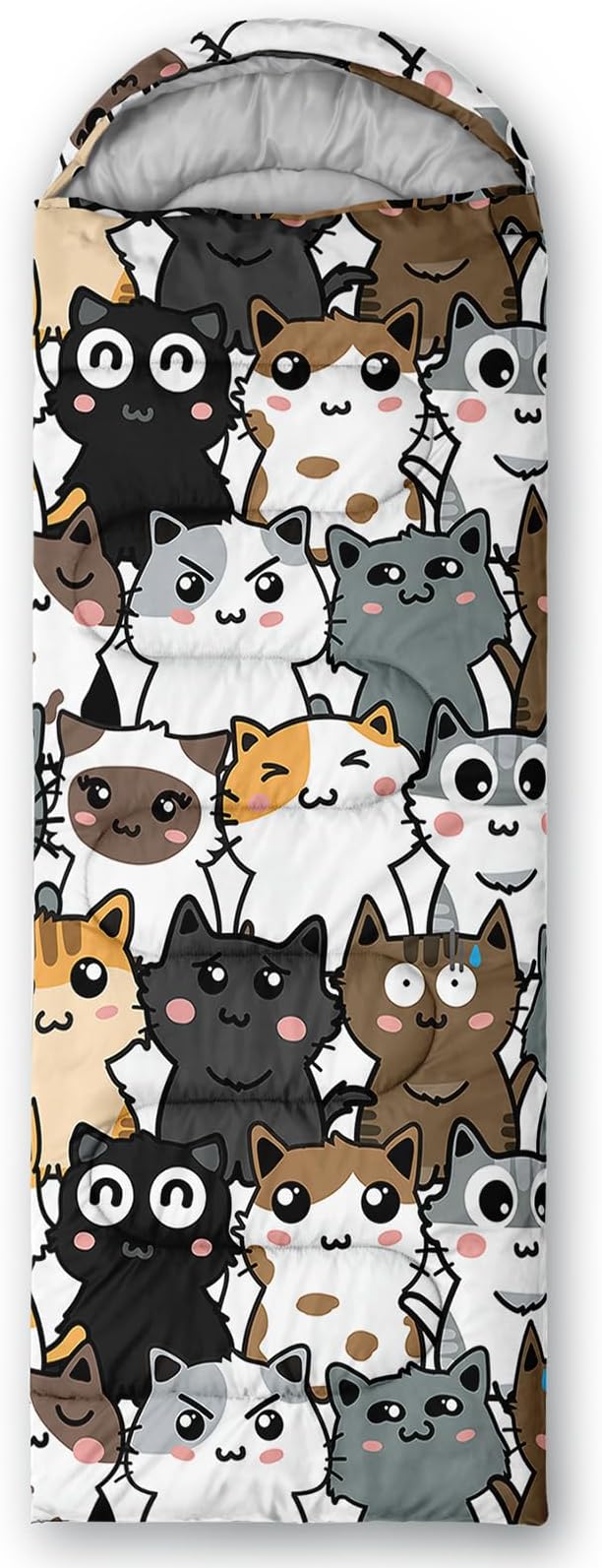 AILONEN Kids Floral Cat Camping Sleeping Bags,Lightweight & Waterproof,3 Season Warm & Cool Weather,Kawaii Kitten Sleeping Bags for Girls Adults,Travelling,Outdoors