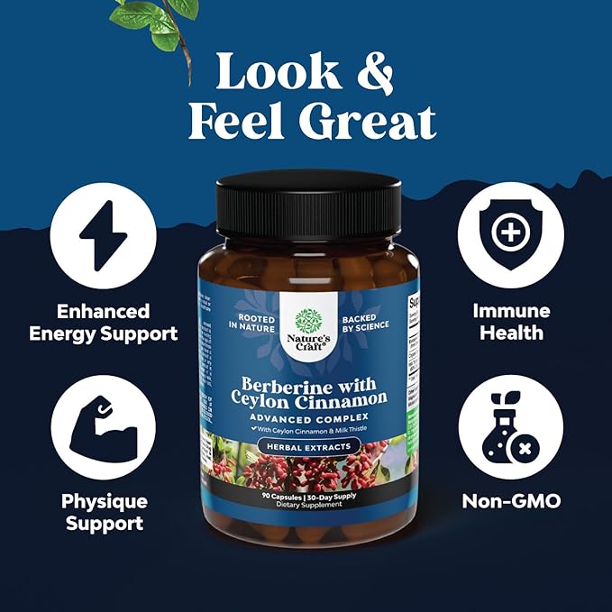 Balancing Berberine Plus 1200mg Per Serving Complex - Antioxidant Berberine with Ceylon Cinnamon Capsules Plus Silymarin Milk Thistle Extract - Active PK for Heart Health Support 90 Capsules