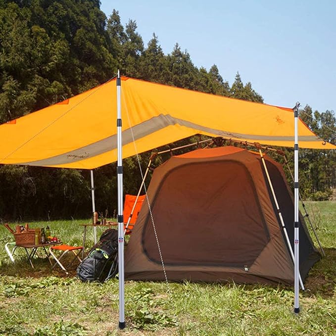 REDCAMP 33-98'' Aluminum Adjustable Camping Tarp Poles, Set of 2, 90" Telescoping Lightweight Tent Poles for Shelter, Hammock Rain Fly, Awning