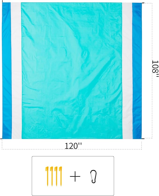 Beach Blanket, Sandproof Beach Mat, Waterproof Quick Drying Lightweight Outdoor Aztec Picnic Mat 79" X 83"/120"x108" for 2-8 Adults for Travel, Camping, Hiking