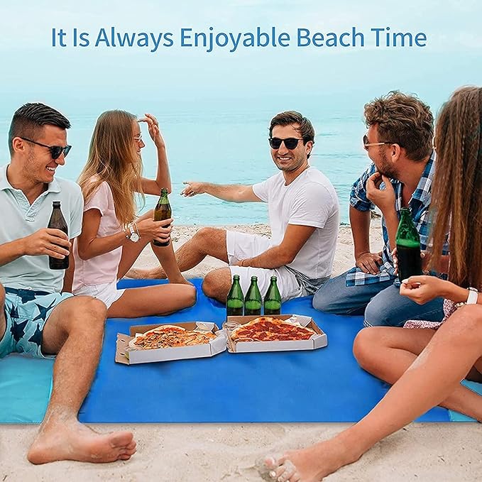 Beach Blanket, Beach Mat Sand Free Waterproof 79" X 83" Suitable for 4-7 Adults, Waterproof Lightweight Picnic Blankets for Travel, Camping, Hiking