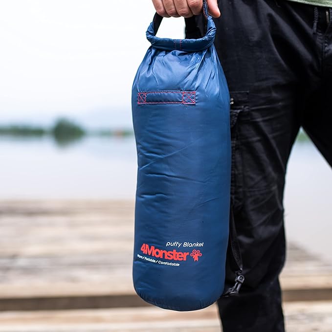 4Monster Double Puffy Camping Blanket - Extra Puffy Outdoor Blanket, Portable, Lightweight and Warm,Insulated Camping Quilt for Outdoors, Travel, Stadium, Festivals, Beach, Hammock