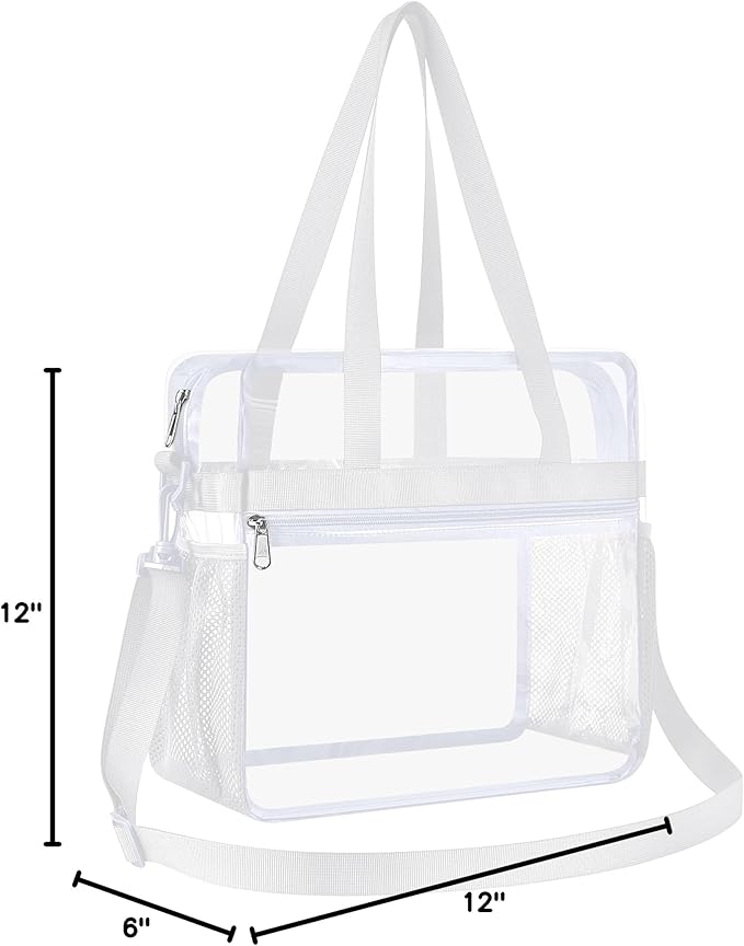 USPECLARE Clear Tote Stadium Approved, Security Travel & Gym Clear Bag for Work Sports Games Concerts