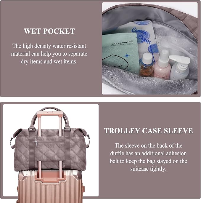 Travel Duffel Bag,Sports Tote Gym Bag,Shoulder Weekender Overnight Bag for Women