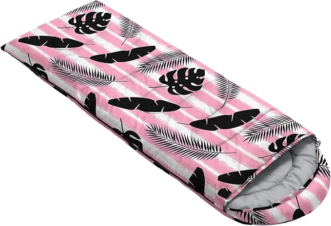 AILONEN Kids Floral Cat Camping Sleeping Bags,Lightweight & Waterproof,3 Season Warm & Cool Weather,Kawaii Kitten Sleeping Bags for Girls Adults,Travelling,Outdoors