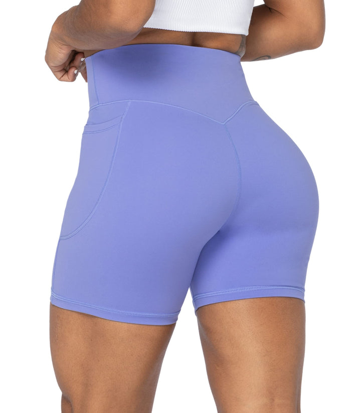 Sunzel 8" / 5" / 3" Biker Shorts for Women with Pockets, High Waisted Yoga Workout Shorts Periwinkle X-Small