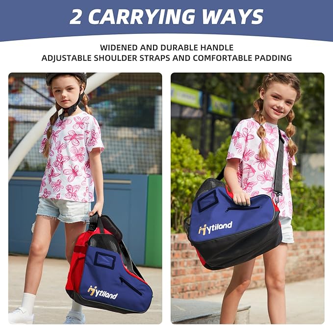 Roller Skate Bag - Breathable Large Capacity Ice Skate Bag with Adjustable Shoulder Strap - Fits Most Inline, Ice and Roller Skate Accessories for Kids and Adults