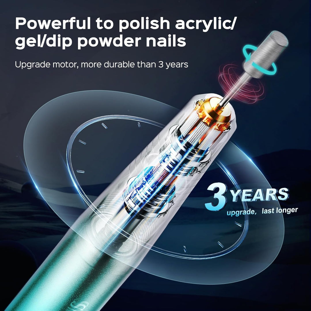 Professional Electric Nail Drill | Portable Acrylic & Gel Nail Kit | Blue