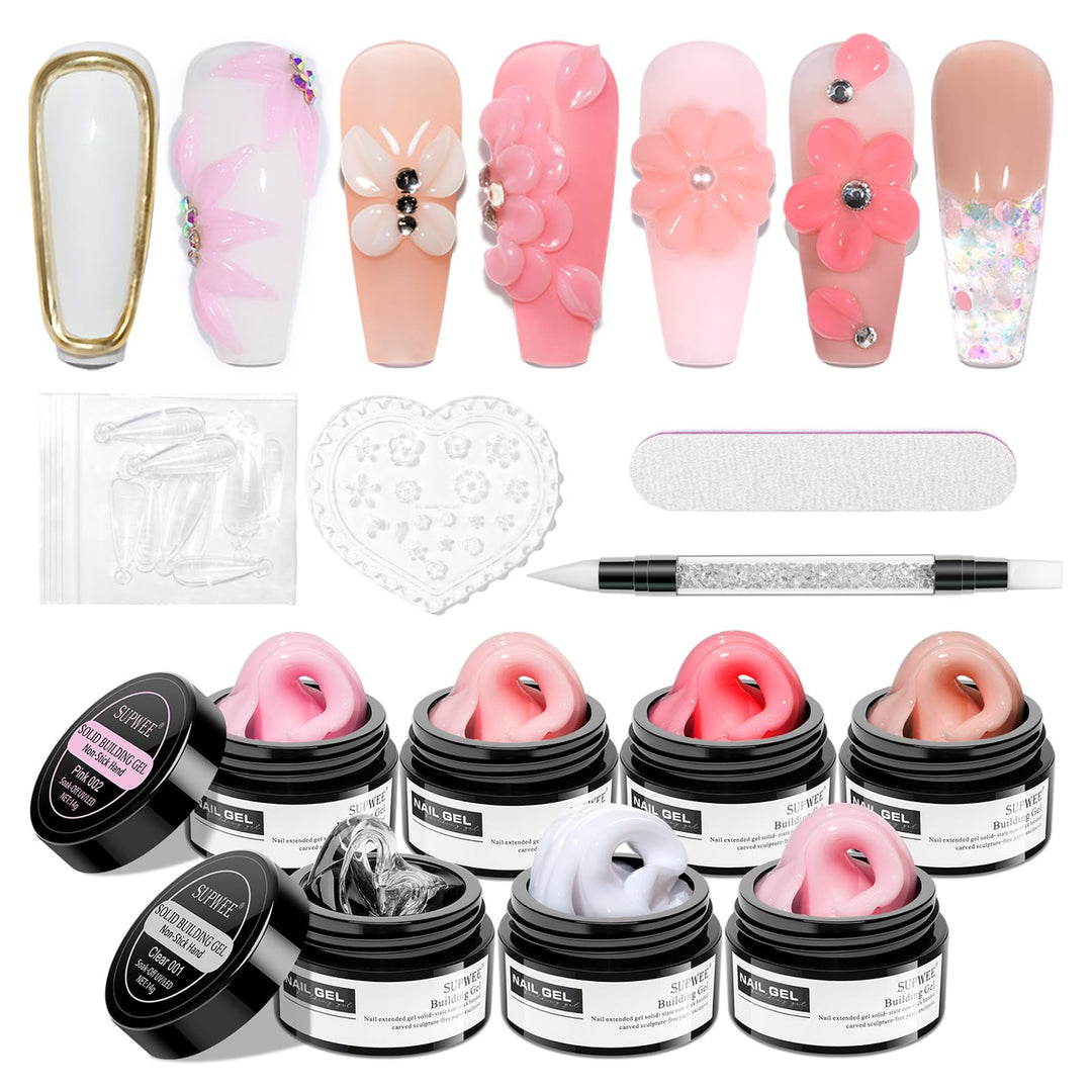 Supwee Solid Builder Gel For Nail Extension Non Stick Hand Scupture Hard Gel With Dual Form Nail Brush Tool Nail Strengthen Nail