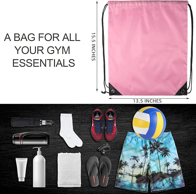 GoodtoU Drawstring Bags Bulk 48 Pcs Drawstring Backpack Gym Drawstring Bags Pink String Backpack for Women