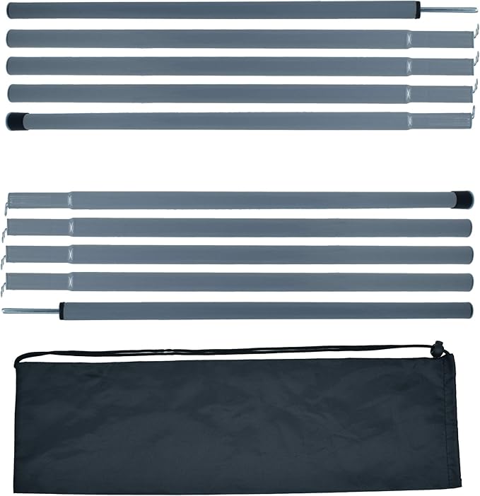 Adjustable Tent Poles Steel Rods for Tarp Canopy Camping Replacement Set of 2 (Grey)
