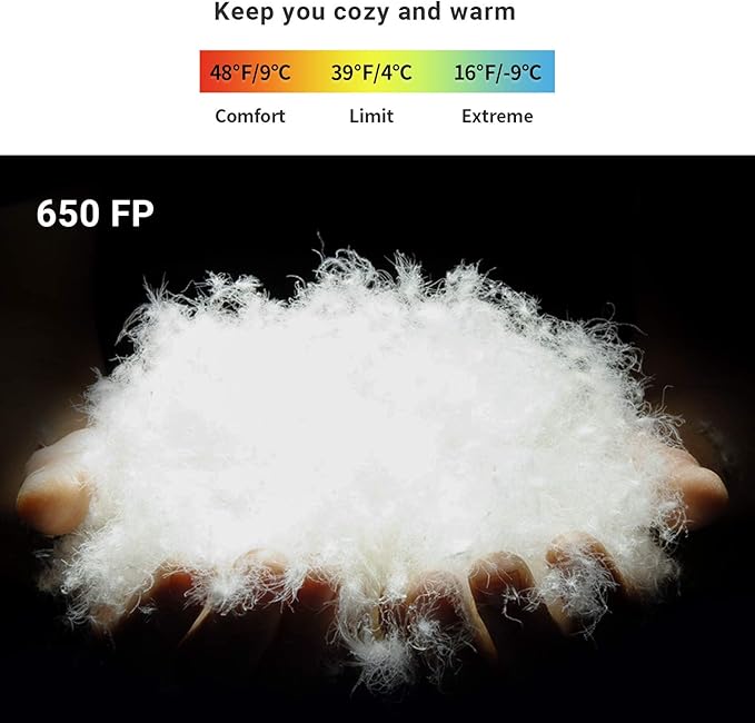 ATEPA Down Sleeping Bag for Adults, 650FP Ultralight 3 Season Compact Packable Sleeping Bag with Compression Sack for Camping Backpacking Hiking