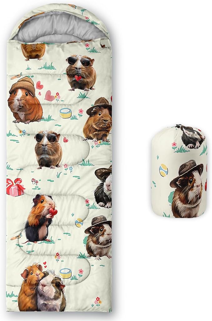 AILONEN Cartoon Fox Camping Sleeping Bag for Boys Girls Adults,Lightweight & Waterproof,3 Season Warm & Cold Weather,Portable,Kawaii Fox Printed Sleeping Bag,Traveling,Camping,Hiking