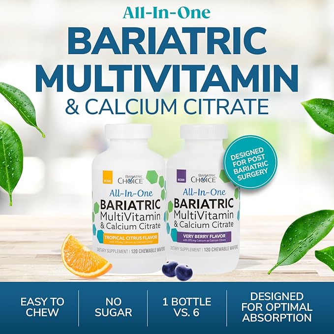 Bariatric Choice All-in-One Chewable Bariatric MultiVitamin with Iron & Calcium Citrate, Very Berry (120ct)