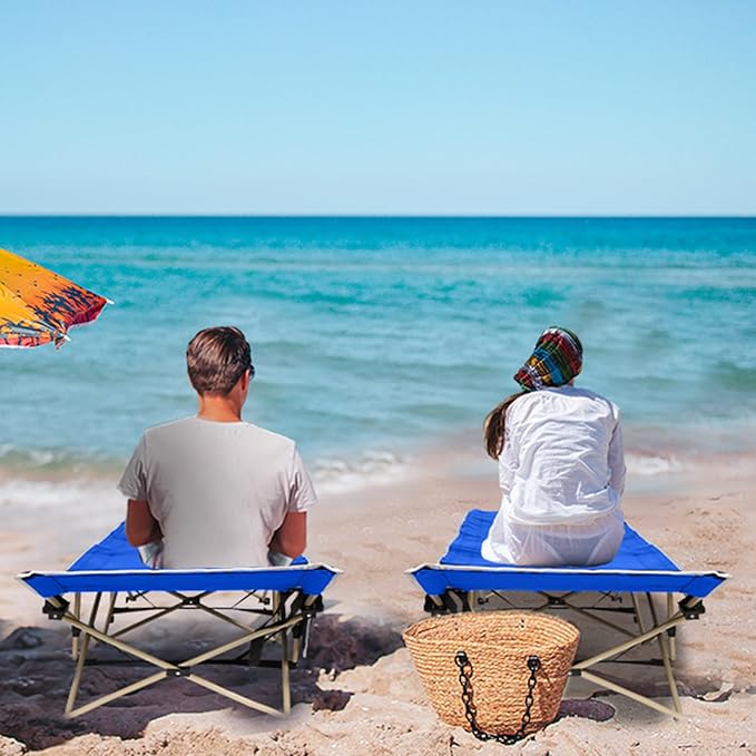 Wenqik 2 Pack 450lbs Max Load Camping Cot for Adults with Carry Bag Portable Folding Outdoor Sleeping Cot Heavy Duty Bed for Traveling Camp Military Office Nap Beach Home Lounging