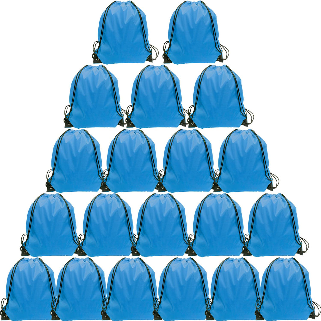 GoodtoU Drawstring Backpacks, Drawstring Bags Bulk Nylon Backpack Cinch Sack for Sport, Traveling, Team (20Pcs, Sky Blue)