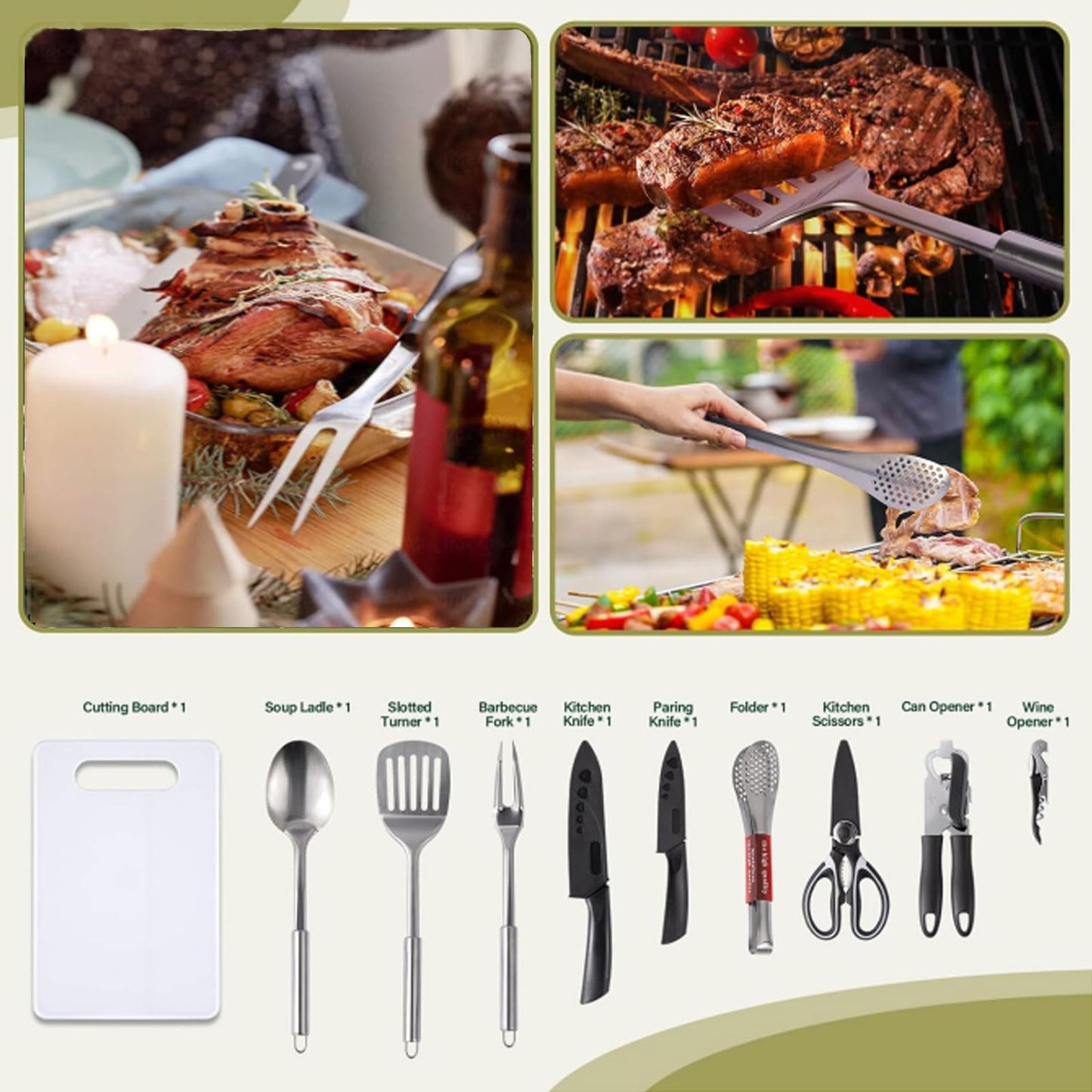 10Pcs Camping Cooking Utensils Set Camping Kitchen Utensil Organizer Travel Set Camping Utensils Kit the Ideal Choice for Camping Cooking Backpacking Outdoor