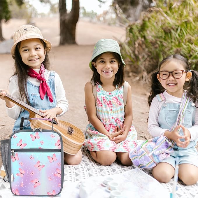 Lunch Box for Kids Boys Girls Men Women, Insulated Small Soft Cooler Lunch Bag Kit for School Work Picnic Travel - Reusable Portable lunchbox,Butterfly