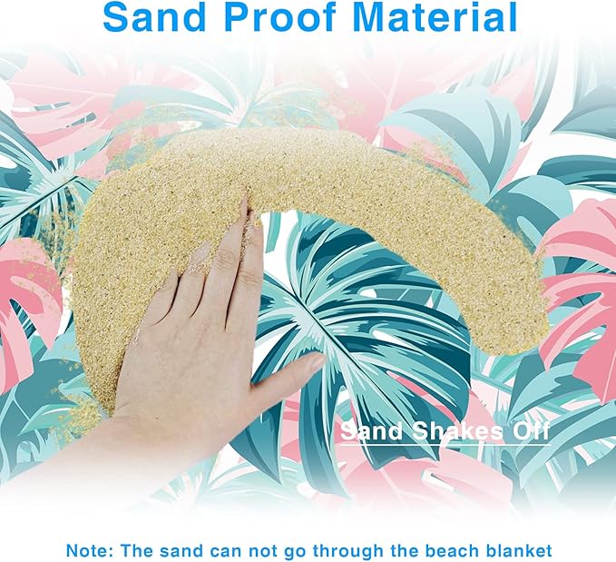 Beach Blanket, Waterproof Sandproof Beach Mat Oversized 79 X 83 Inch for 4-6 Adults, Lightweight Picnic Blanket, Portable Picnic Mat for Outdoor Travel Camping Hiking with 4 Stakes & 4 Corner Pocket