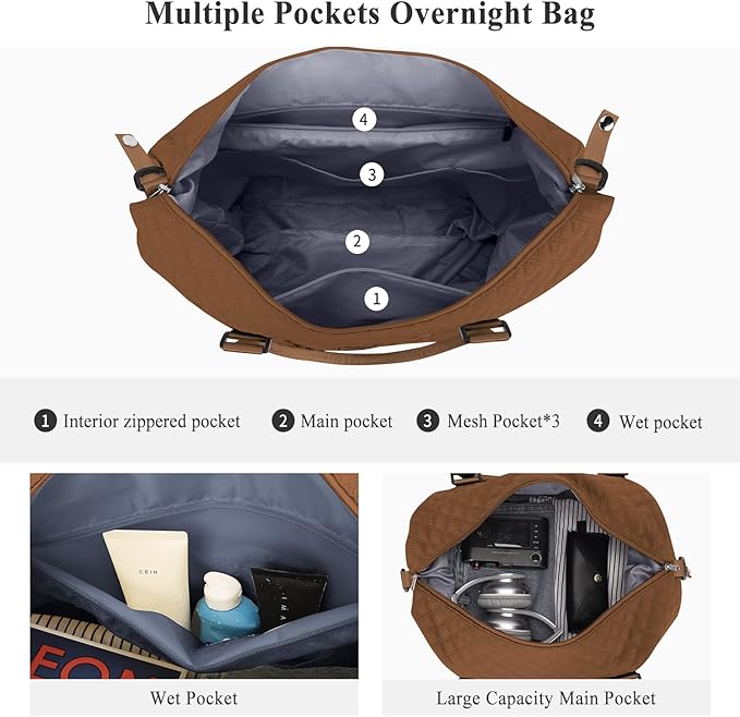 Travel Duffel Bag,Sports Tote Gym Bag,Shoulder Weekender Overnight Bag for Women