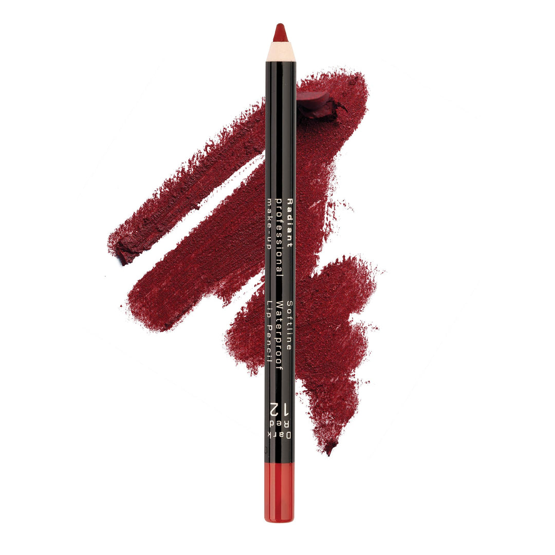 Radiant Professional Waterproof Lip Liner Pencil - Long Lasting Lip Liner Pencil for Defined Lips - Soft & Creamy Lipliner Pencil with Vitamin E - Longwearing Lip liner Pencil 1.20g, (12 DARK RED)