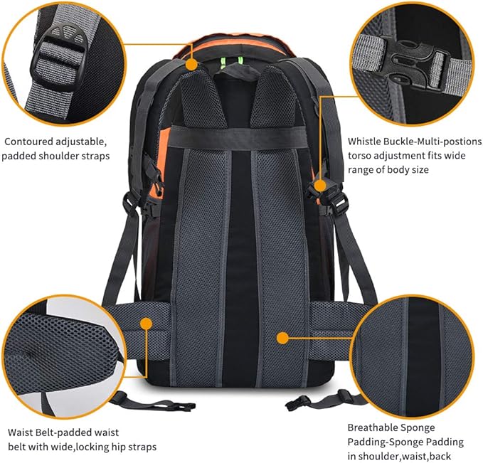 50L Hiking Backpack, Waterproof Lightweight Daypack for Outdoor Camping Travel
