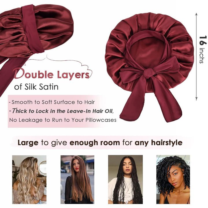 Silk Bonnet for Sleeping | Double Layer Satin Lined | Purple Hair Protection