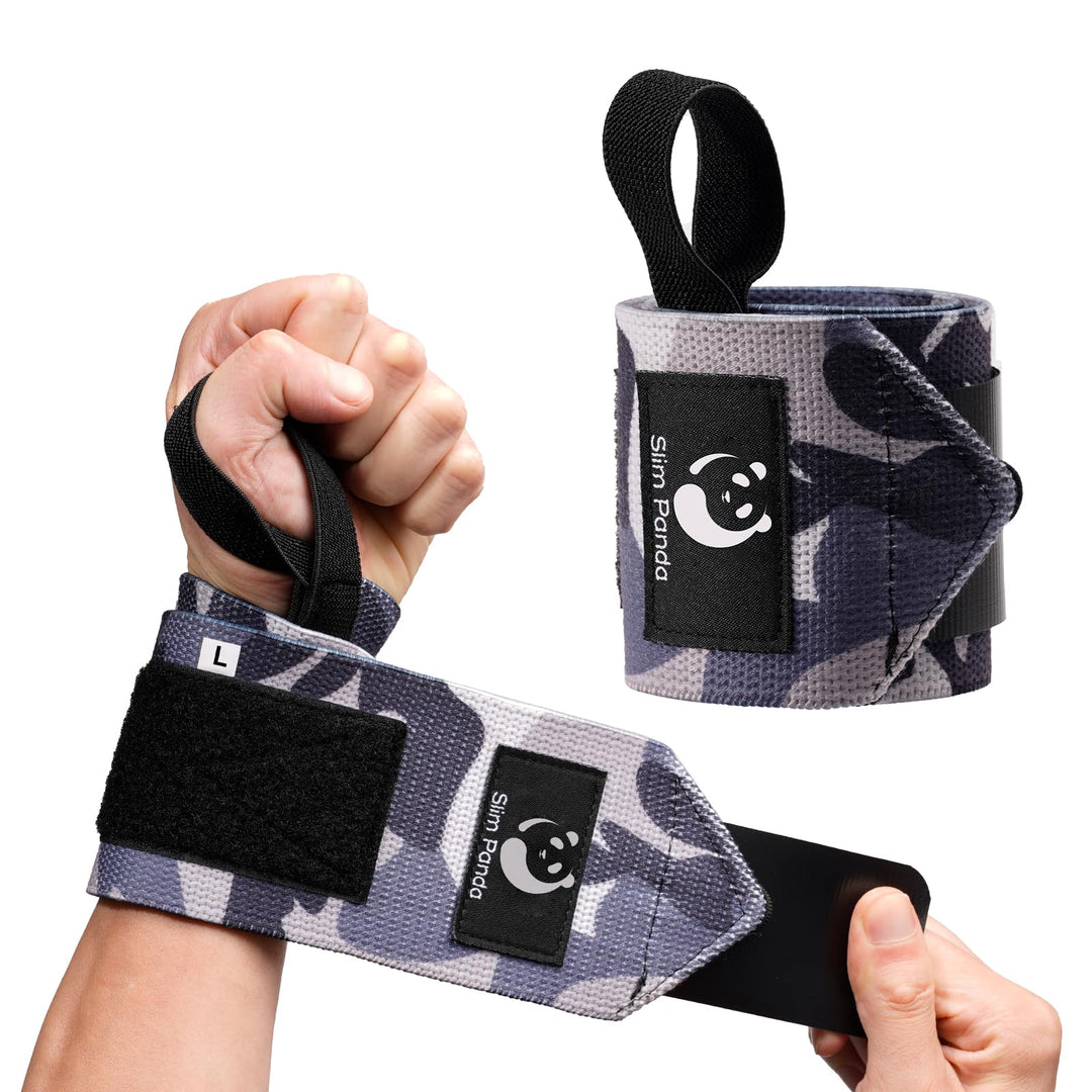 Slim Panda Weightlifting Wrist Wraps- Upgraded Wrist Support with Heavy Duty Thumb Loop for Powerlifting, Bodybuilding, and Weight Lifting Men & Women
