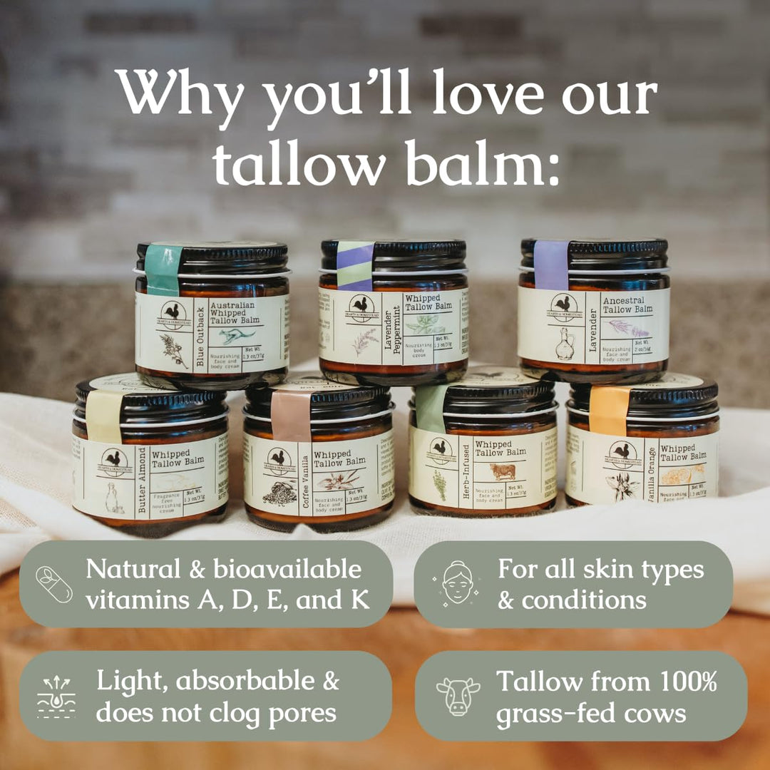 Handmade Tallow Balm | Fragrance-Free & Nourishing | 1.3 Oz Butter Almond