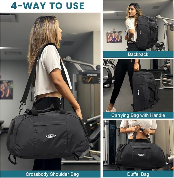 G4Free 40L 3-Way Duffle Bag Backpack Gym Bag for Men Women Sports Duffel Bag with Shoe Compartment Travel Backpack Luggage