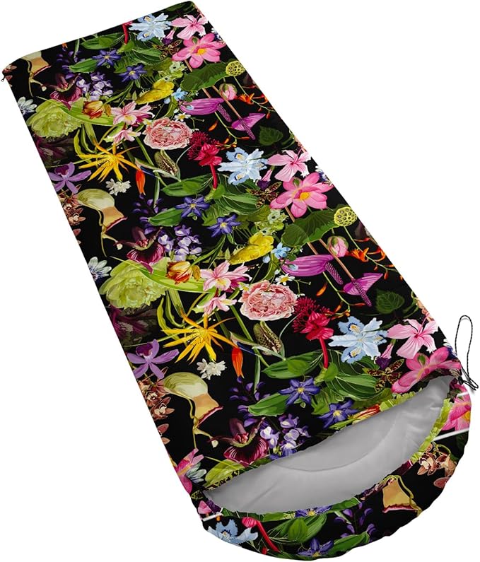 AILONEN Kids Floral Cat Camping Sleeping Bags,Lightweight & Waterproof,3 Season Warm & Cool Weather,Kawaii Kitten Sleeping Bags for Girls Adults,Travelling,Outdoors