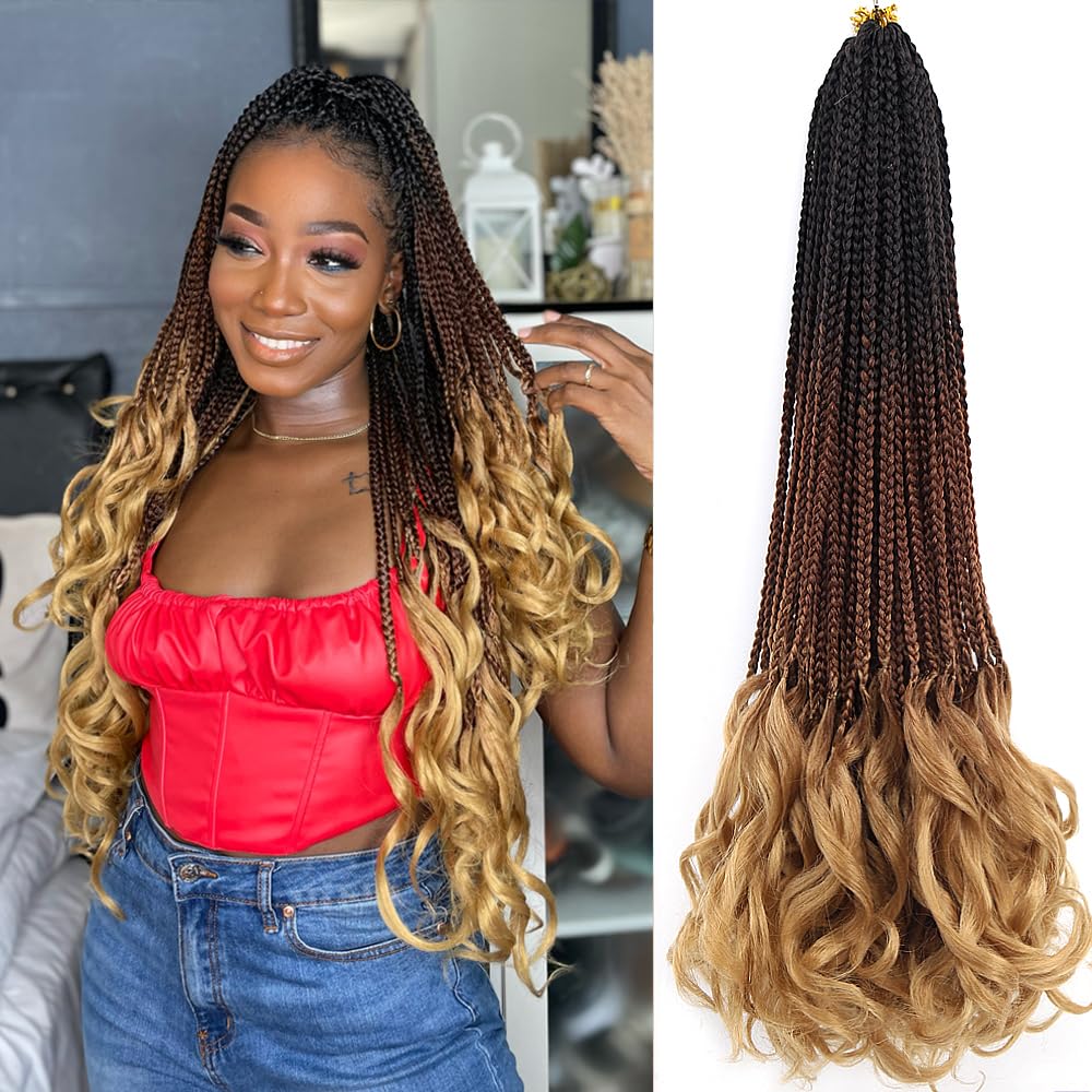 Amir Hair 8 Packs French Curly Crochet Braids 26 Inch Goddess Box Braids Crochet Hair Pre Looped With Curly Wavy Ends Synthetic