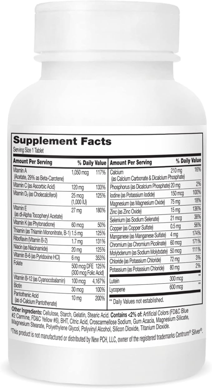 21st Century Sentry Senior Men 50Plus Tablets, White Unscented 100 Count (Pack of 2)