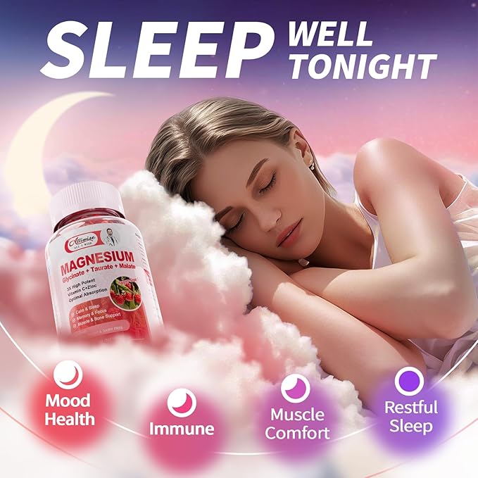 2Pack Magnesium Glycinate Gummies 500mg,Magnesium Potassium Supplement with Taurate, Malate, Vitamins D, C, B6, Calcium,Body Support,Raspberry Magnesium Gummies for Adults&Kids