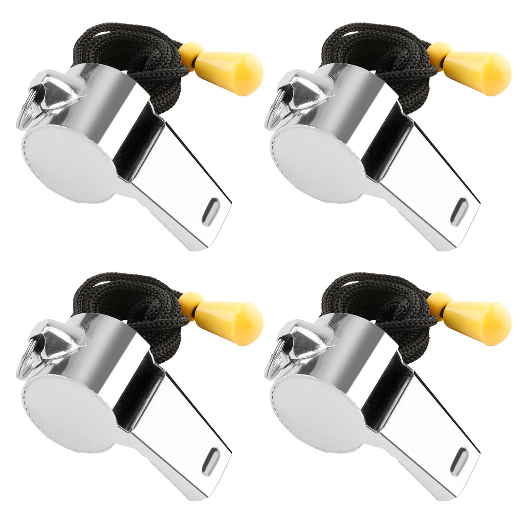 Bsofing 4 PCS Whistles, Whistle for Coaches, Referee Whistle, Coaches Whistle, Stainless Steel Sports Whistles, Whistle for Teachers, Whistles for Adults with Lanyard, Loud Crisp Sound