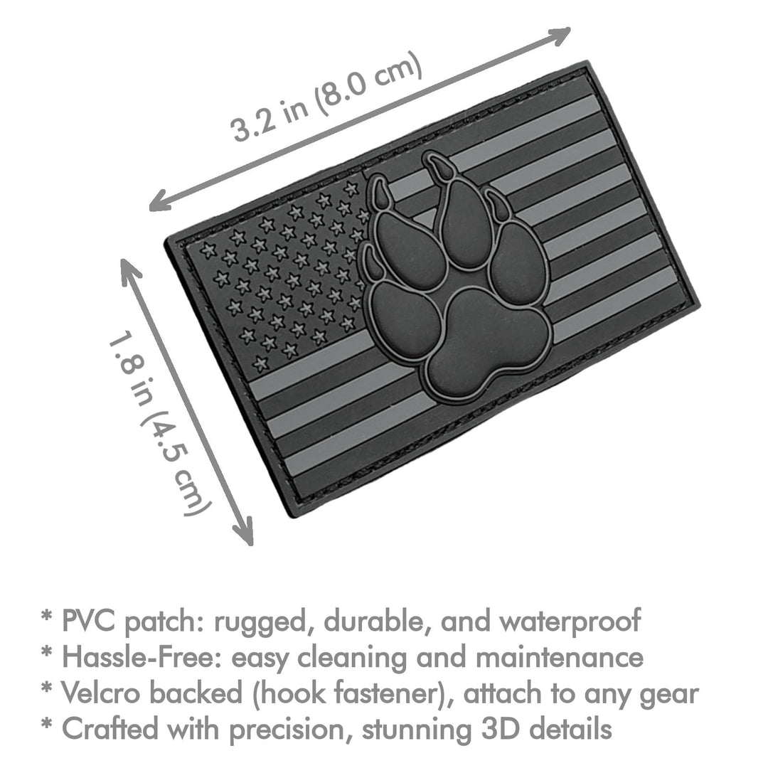 American K9 Patch Tactical PVC Badge Compatible with Velcro Dog Patches for Harness - Service Dog Patches, K9 Patches, Dog Vest Patches, Patches for Hats (All Black)