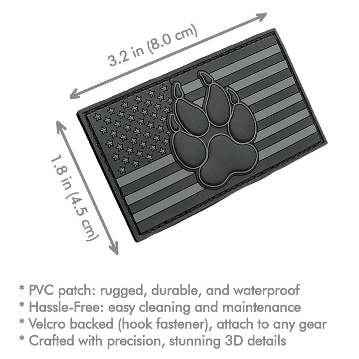 American K9 Patch Tactical PVC Badge Compatible with Velcro Dog Patches for Harness - Service Dog Patches, K9 Patches, Dog Vest Patches, Patches for Hats (All Black)