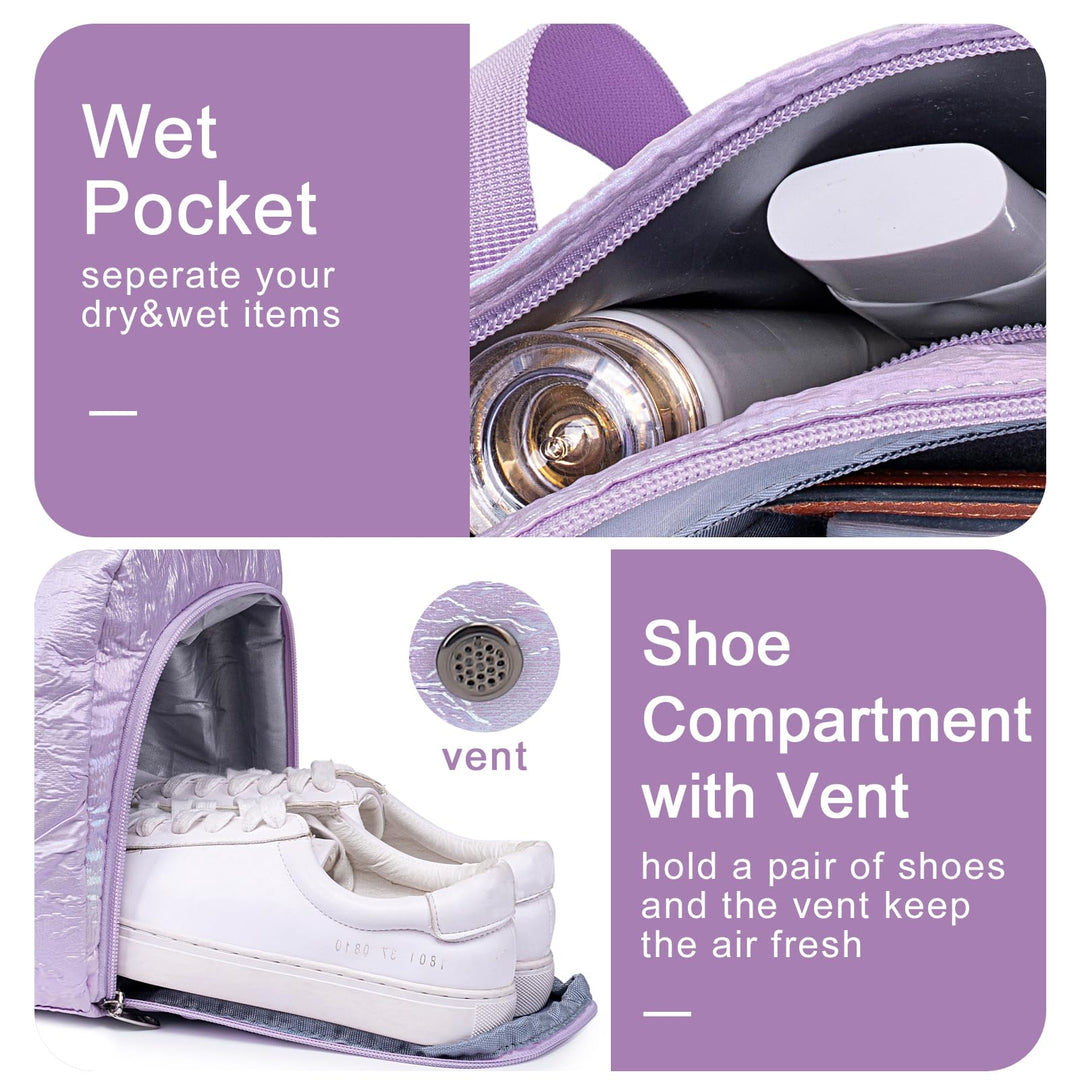 BLUBOON Duffle Bag Girls Kids Cute Gym Bag with Shoes Compartment & Wet Separation Waterproof Sports Overnight Travel Bag