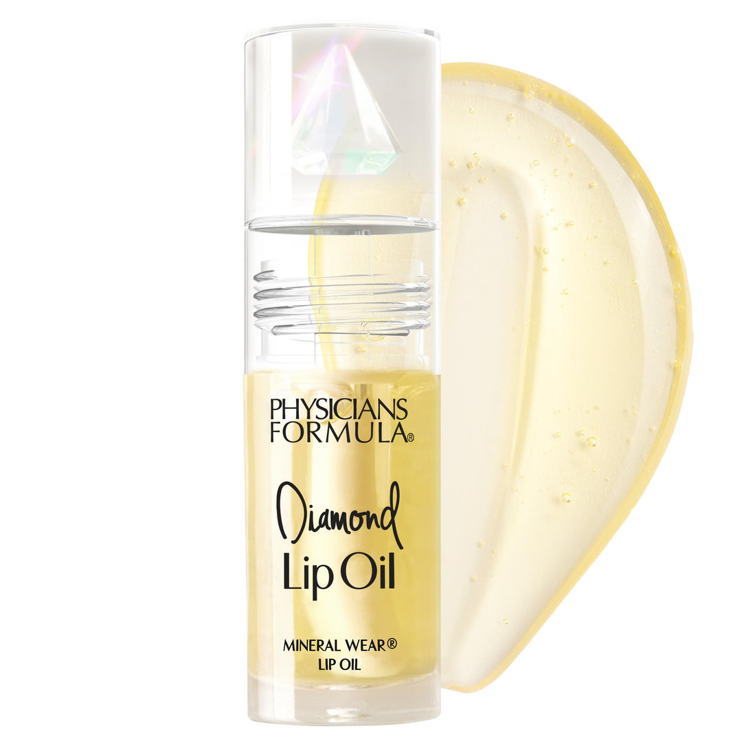 Physicians Formula Mineral Wear Diamond Lip Oil, High-Shine Serum Hybrid with Diamond Dust, Vitamin E, & Mineral Powder, Talc-Free, Cruelty-Free, & Vegan - Yellow Diamond