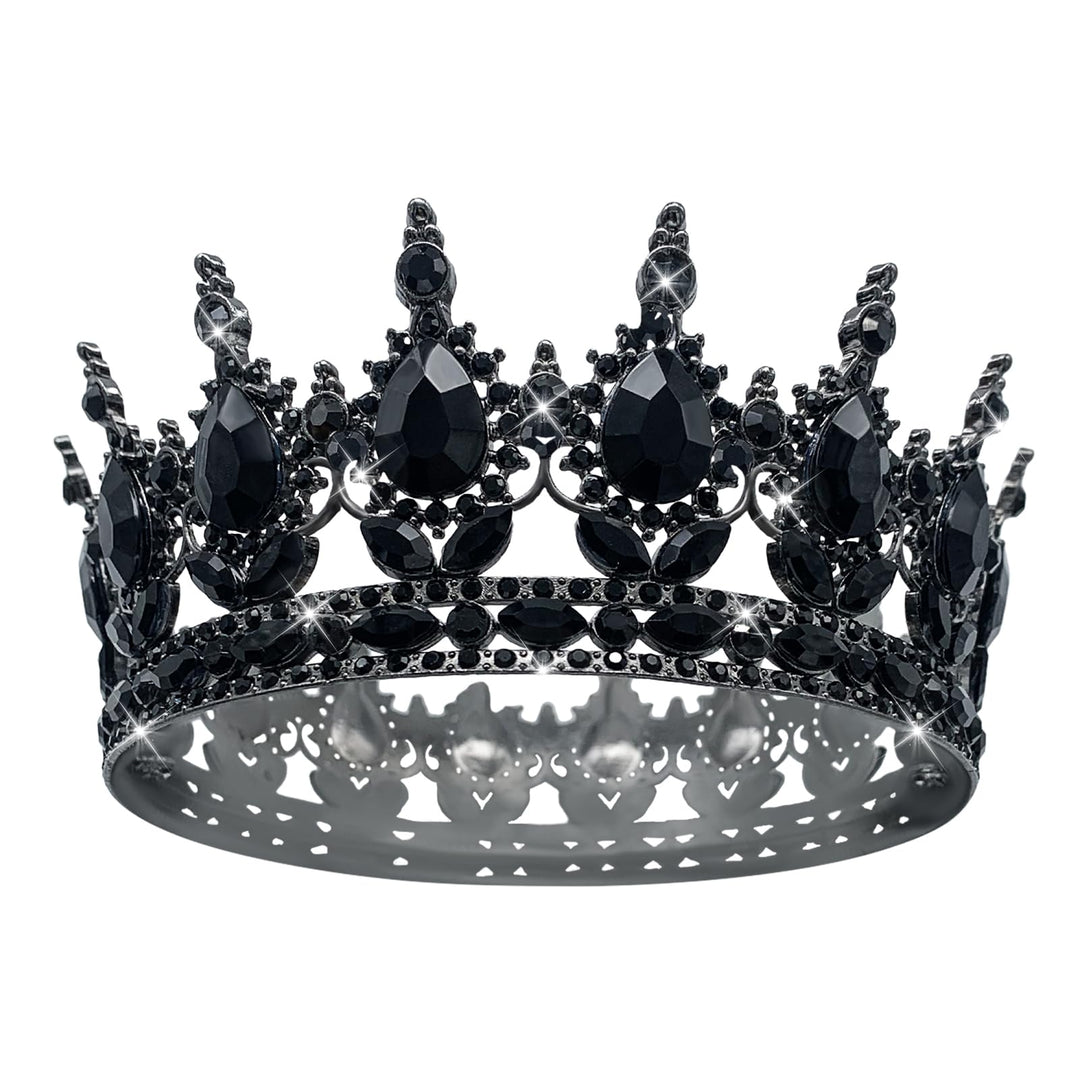Queen Crown Rhinestone Wedding Crowns and Tiaras for Women Costume Party Hair Accessories Princess Birthday Crown Crystal Bridal Crown (Black Crown)