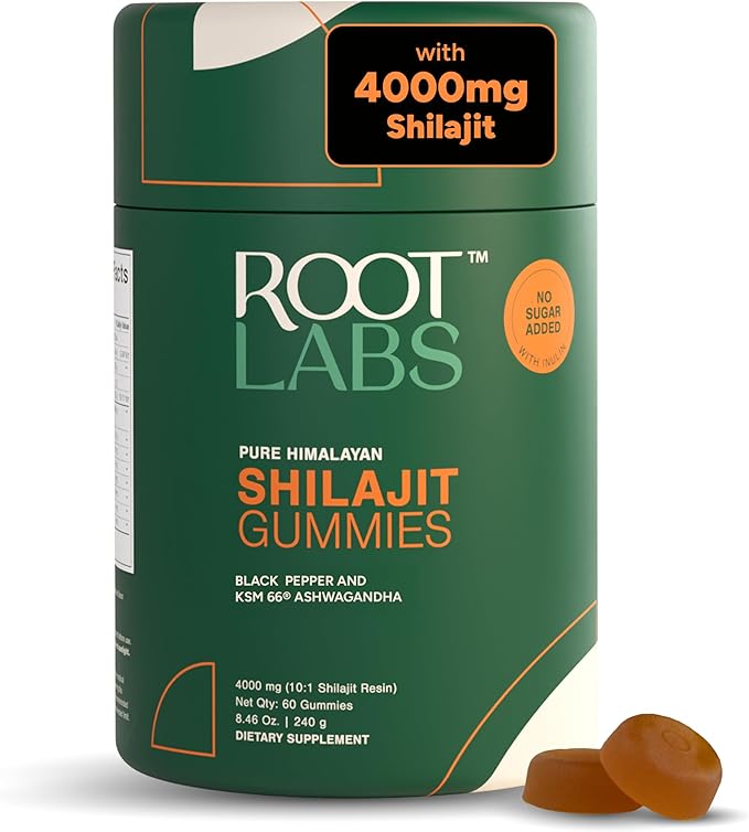 4000 mg Pure Himalayan Shilajit Gummies I No Added Sugar I KSM-66 Ashwagandha, Gokshura| 75%+ Fulvic Acid & 85+ Trace Minerals I Men,Women I Non-GMO I Lab Tested I 100% Natural I 60 Gummy
