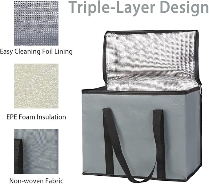 Insulated Reusable Grocery Shopping Bags, 4 Packs