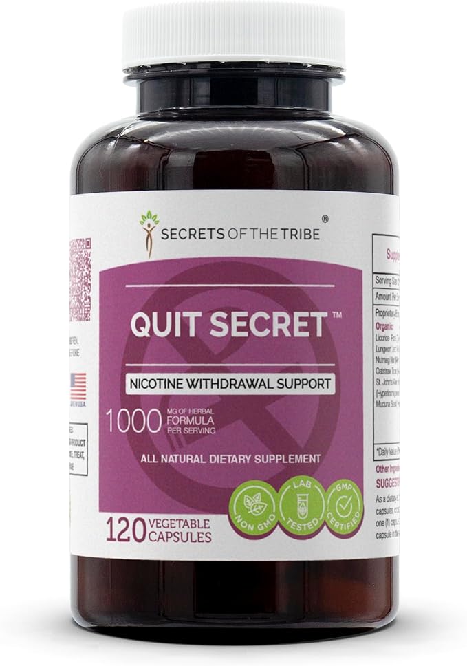 Secrets of the Tribe - Quit Secret, Nicotine Withdrawal Support, Herbal Supplement Blend (120 Capsules)