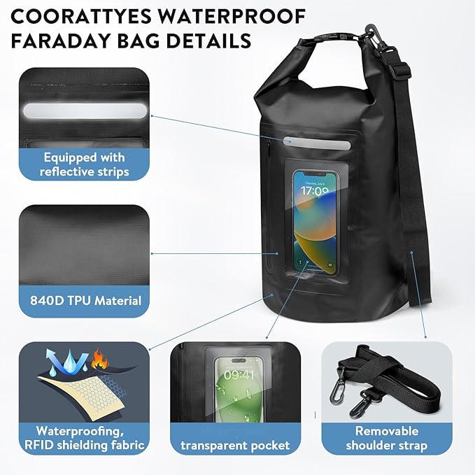 15L Large Faraday Bag,Anti-Tracking Faraday Bag For Laptops & Phones & Tablets & Car Keys,Faraday Tote Bag For Rfid Signal Blocking