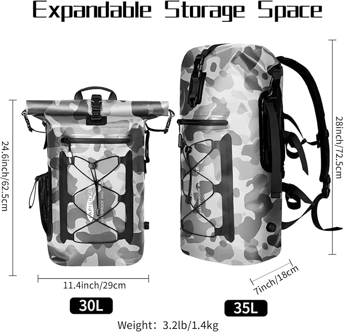 Waterproof Backpack for Men and Women - Roll-Top Floating Dry Bag Backpack for Kayaking, Rafting, Boating, Beach (Black)