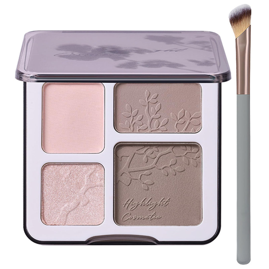Lilyloria Face Highlighter Contour Shading Palette Sculpting Long-lasting Pressed Powder Smooth Matte Shimmer Finish Makeup for Cool Toned Skin