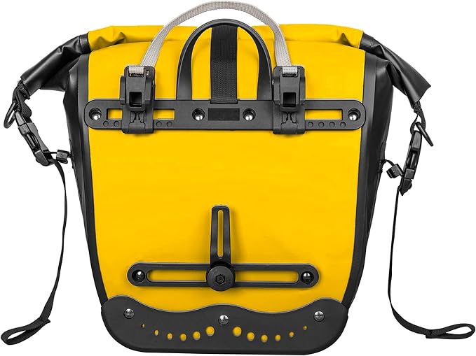 Waterproof Bike Pannier - 15L Saddle Bag for Bicycle Rear Rack - Bike Bag for Grocery, Laptop (Yellow,1 PCS)