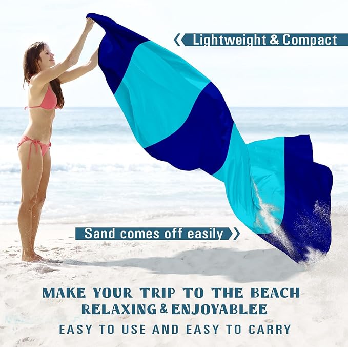 Beach Blanket Sandproof Waterproof 10'×9' 1-8 Adults Oversized,Compact Lightweight Durable Beach Mat for Travel Camping Hiking Picnic Blanket